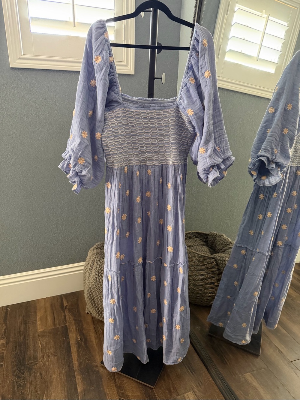 Free People Dahlia Embroidered Maxi Dress in Periwinkle - Picture 4 of 8